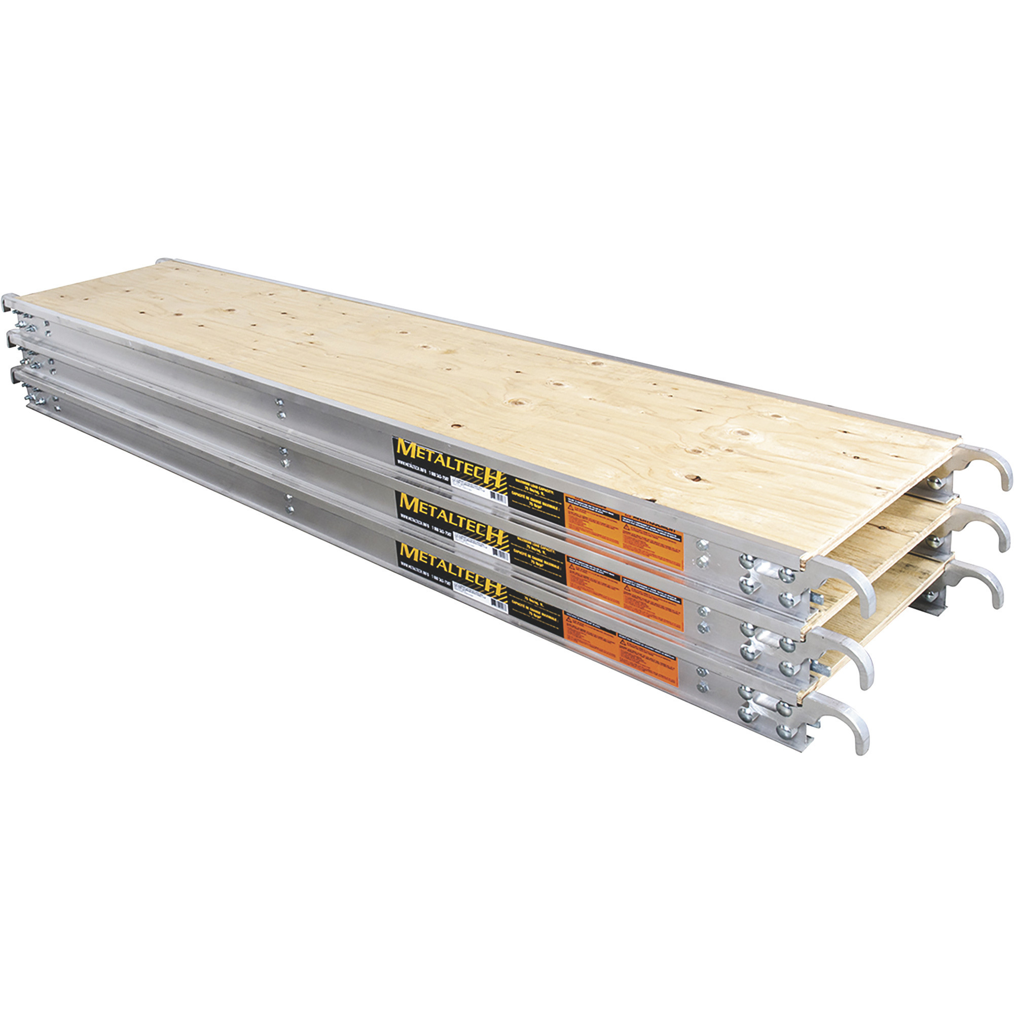 Metaltech 7ft.L x 19in.W Aluminum Scaffold Platform with Plywood Deck 3-Pk., Model# M-MPP719K3